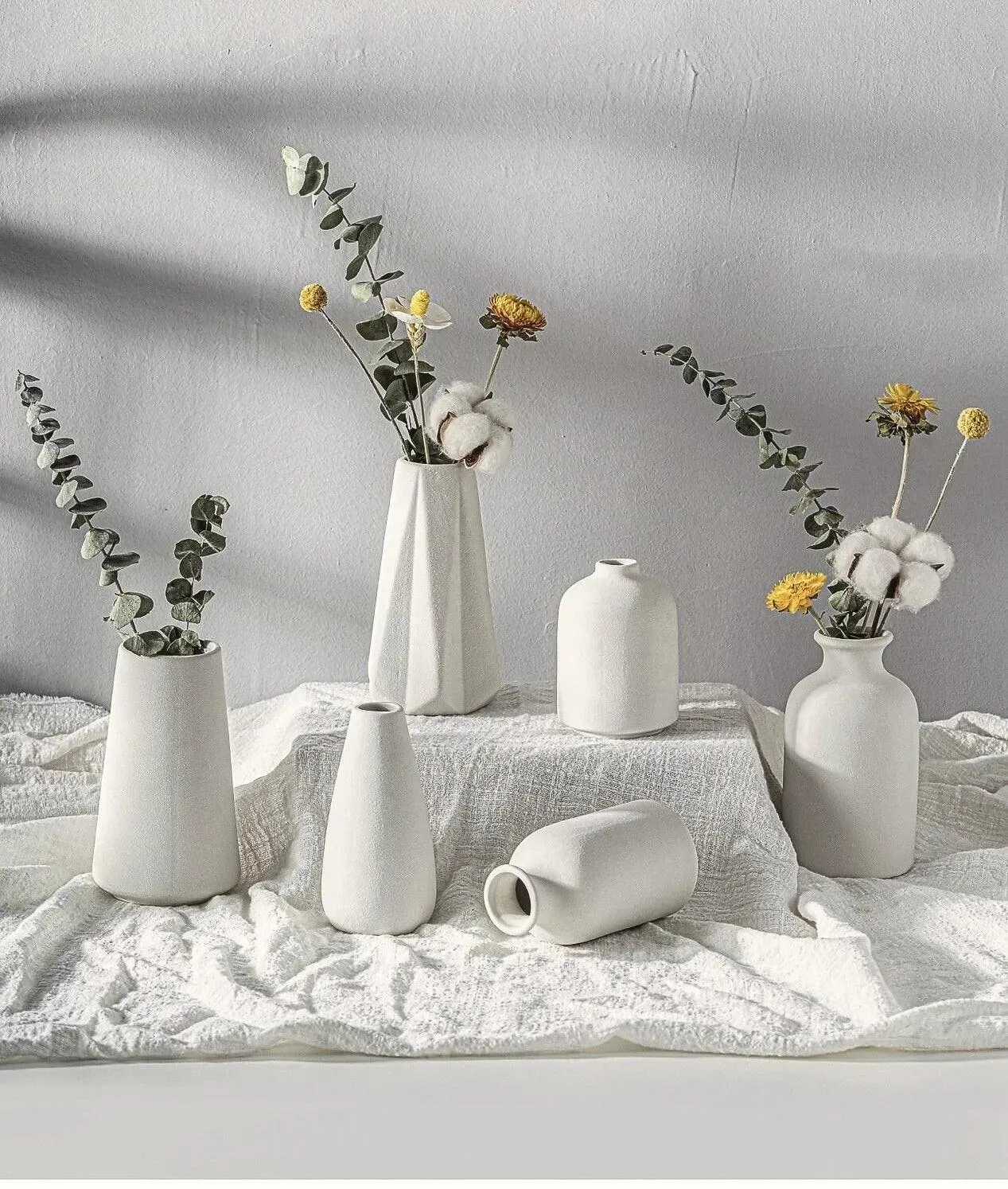 White Simple Ceramic Dried Flower Vase | Home Decor Room Decorative Item