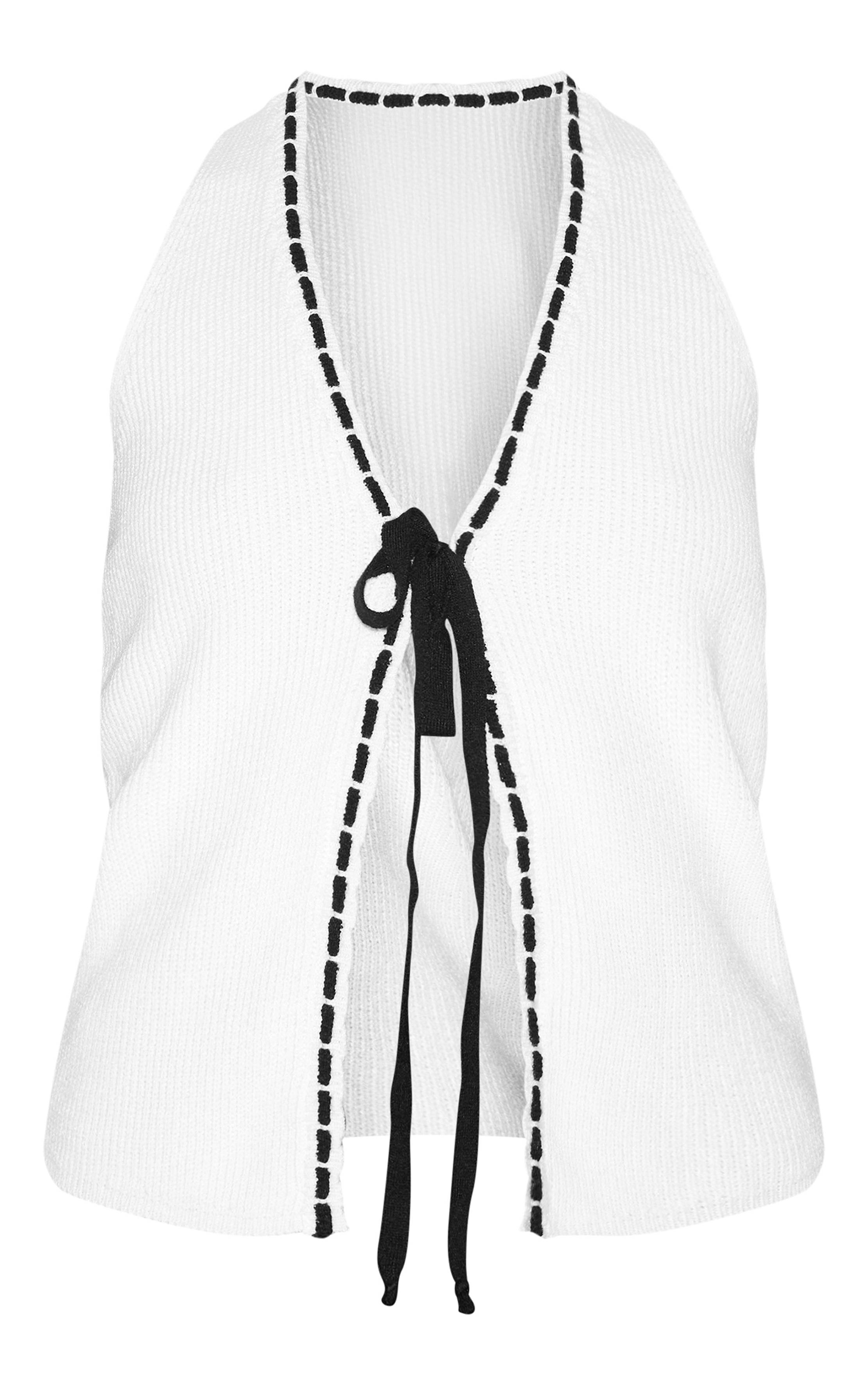Crème Cardigan Petite En Maille Avec Nœud Sur Le Devant