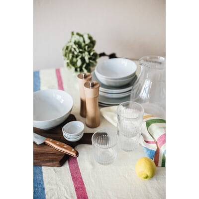 Tischdecke farbig gestreift, 150 × 150 cm