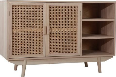 Dressoir - Natuur - MDF - Paulownie Wood - Rotan Deuren