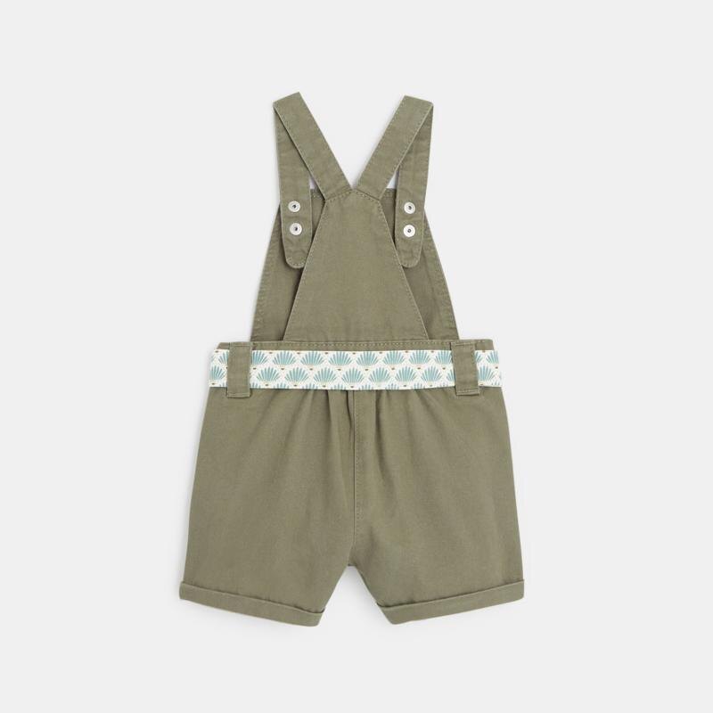 Salopette courte en twill verte bébé fille Vert