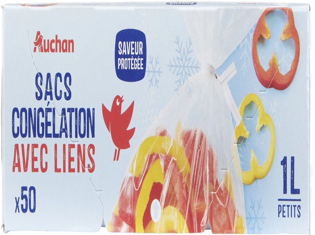 SACOS DE CONGELAÇÃO AUCHAN C/ ATILHO PEQUENOS 1L