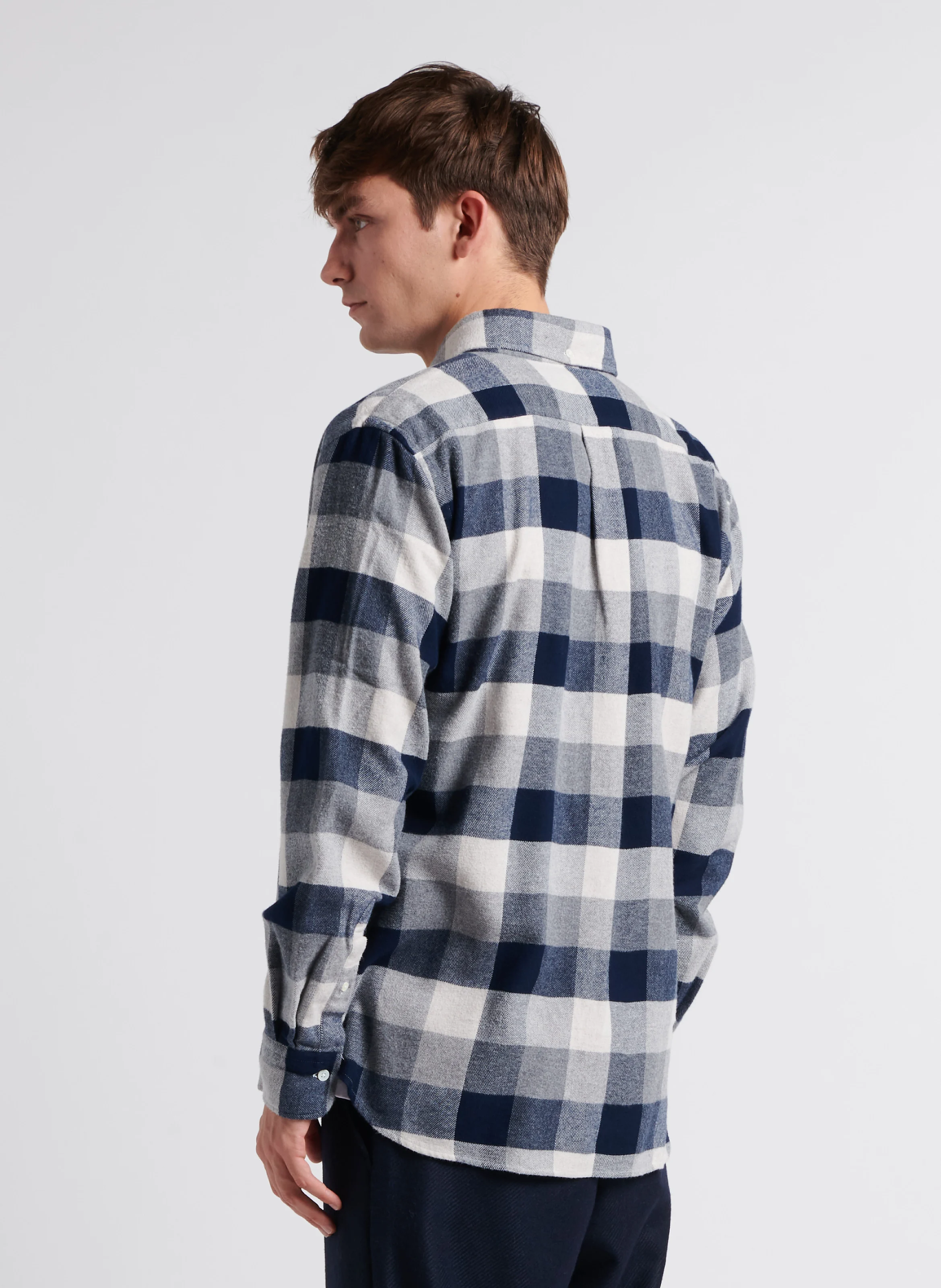 PITT - Chemise droite col classique à carreaux en coton | Bleu