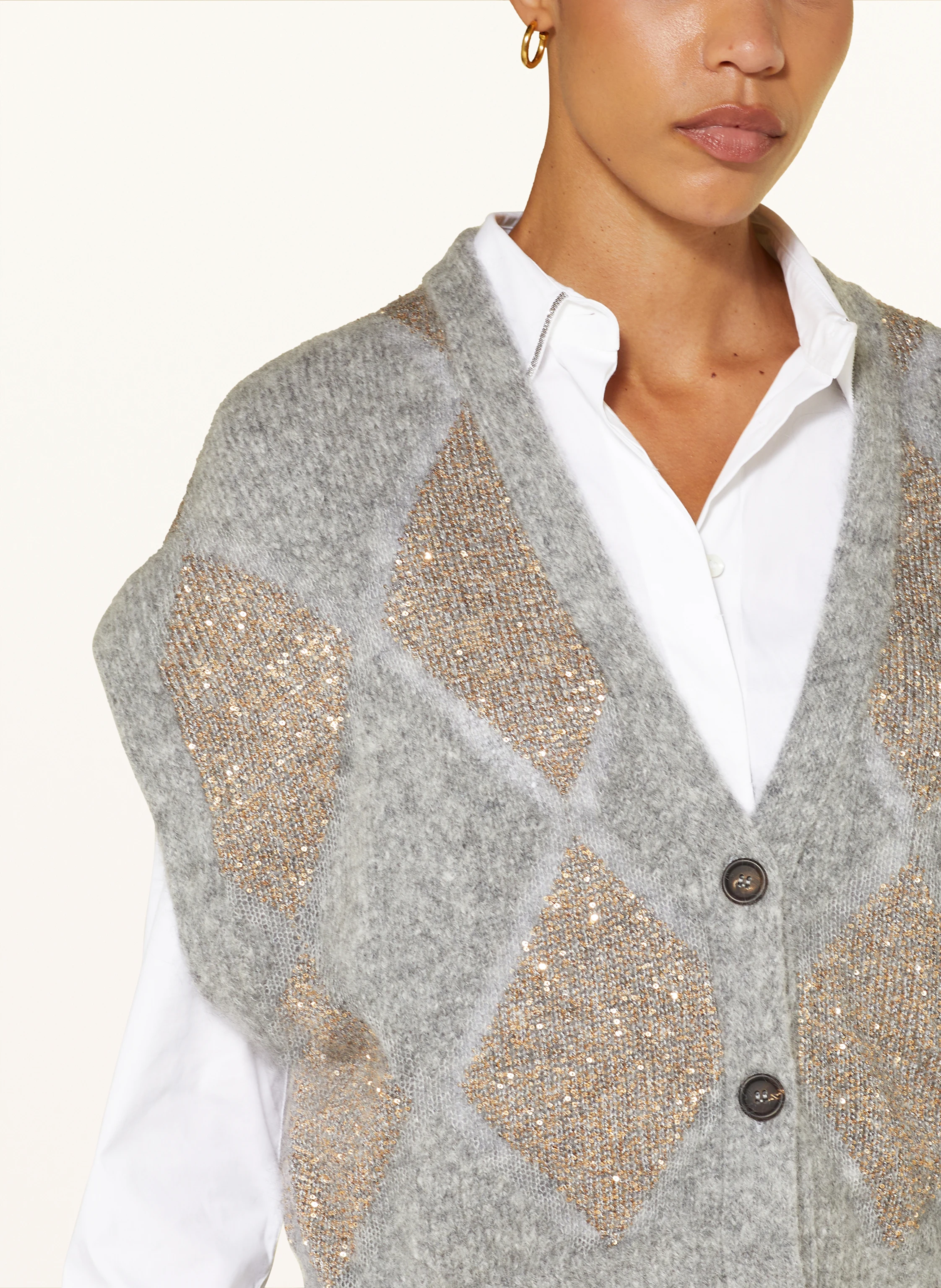 BRUNELLO CUCINELLI Strickweste mit Mohair und Pailletten