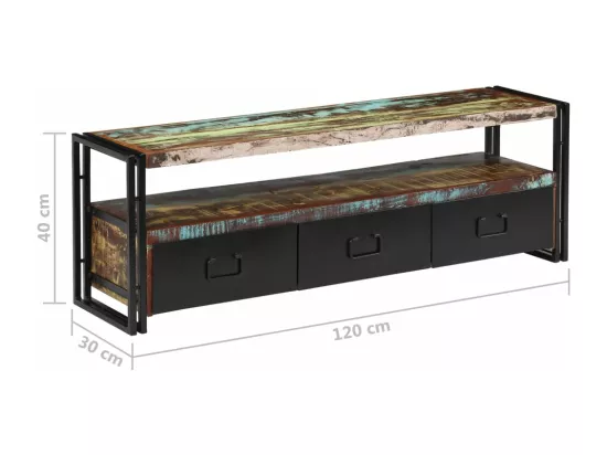 Meuble TV Bois de récupération massif 120 x 30 x 40 cm