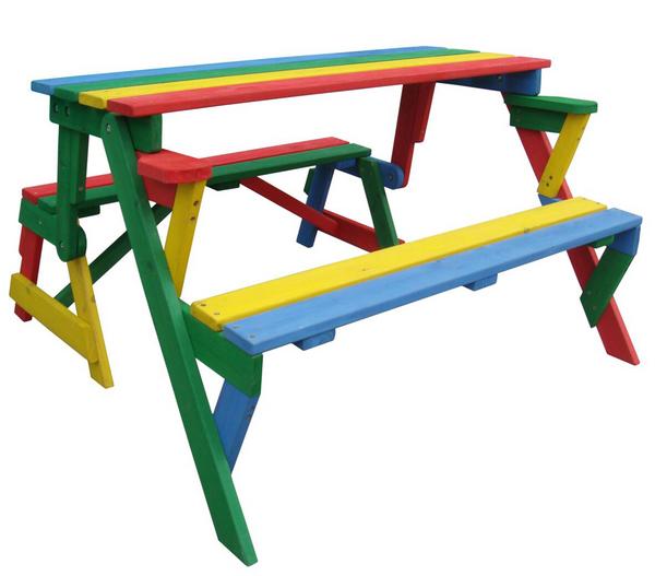 Habau Kinder Picknickbank bunt, 100 x 50 x 62