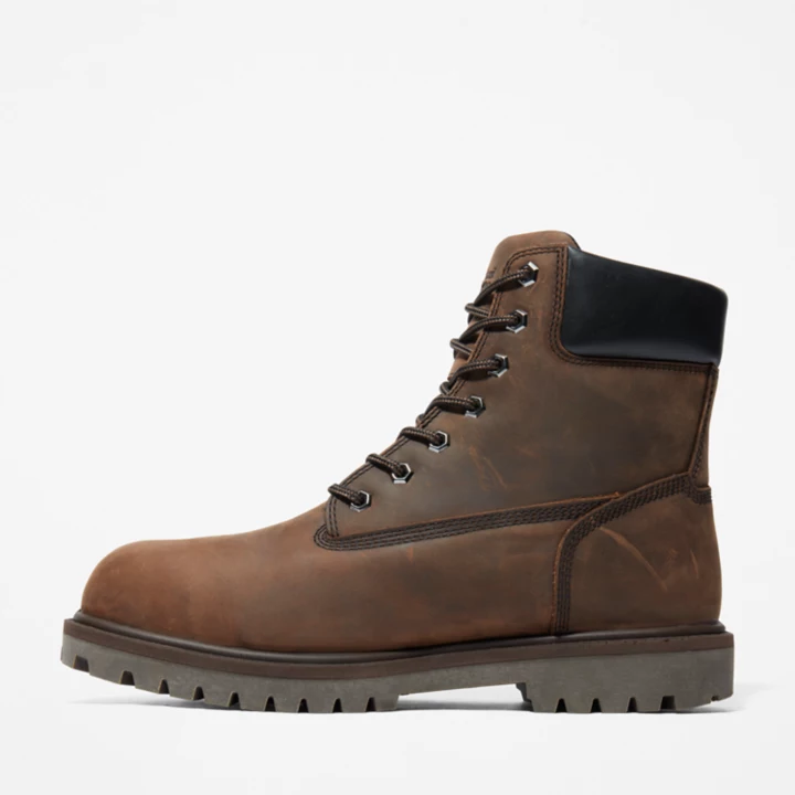 Bota de trabalho Timberland PRO Iconic impermeável com biqueira de liga leve para homem, na cor marrom.