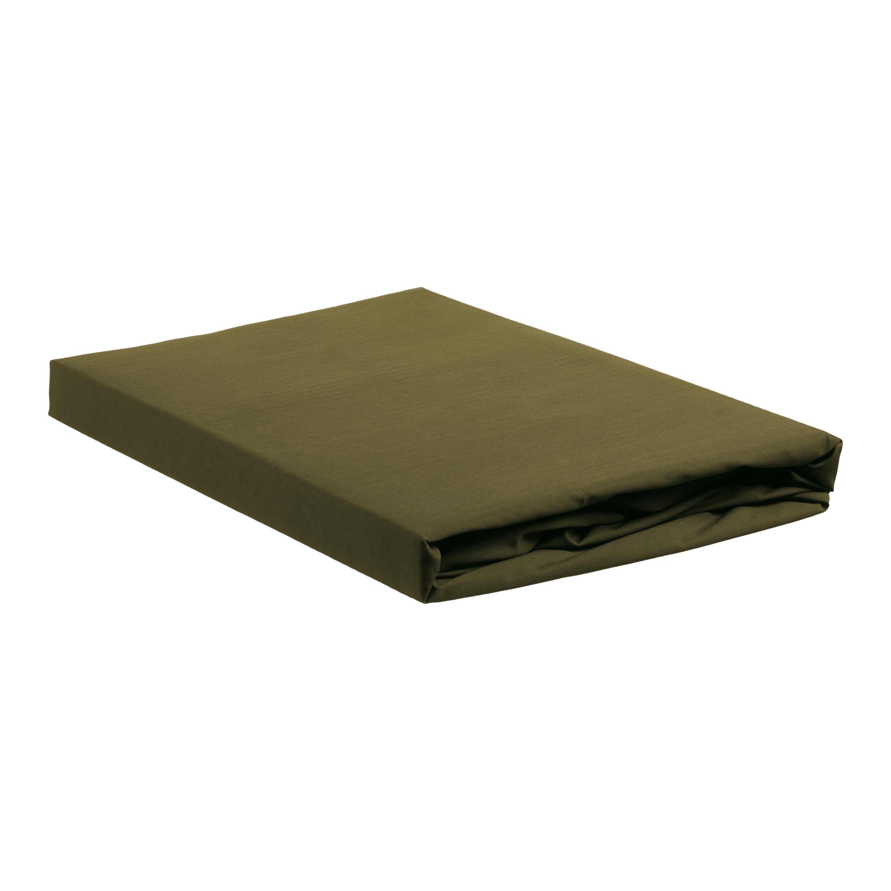 Ambiante Cotton Uni Hoeslaken 160 x 200 cm - Olijfgroen