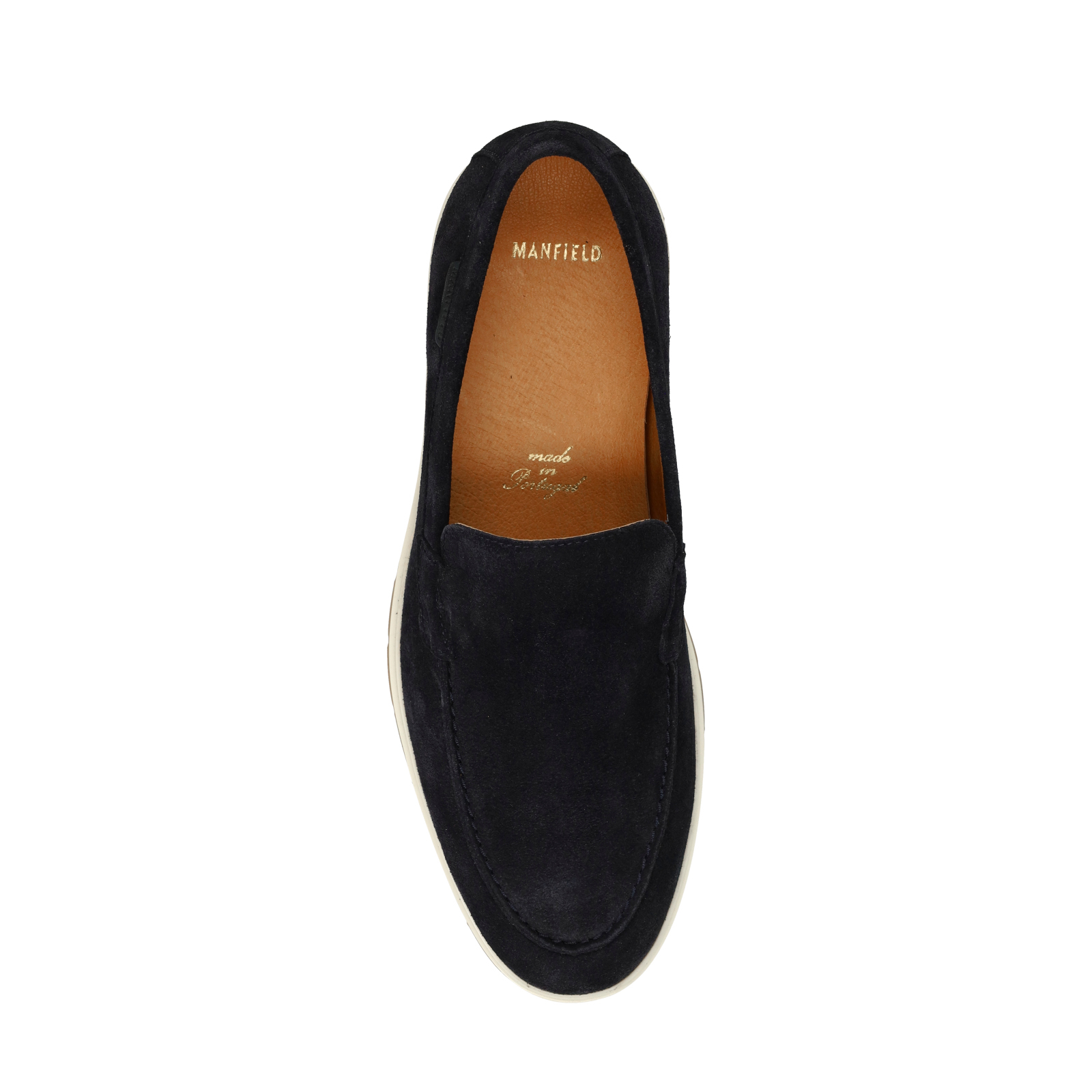 Donkerblauwe suède loafers