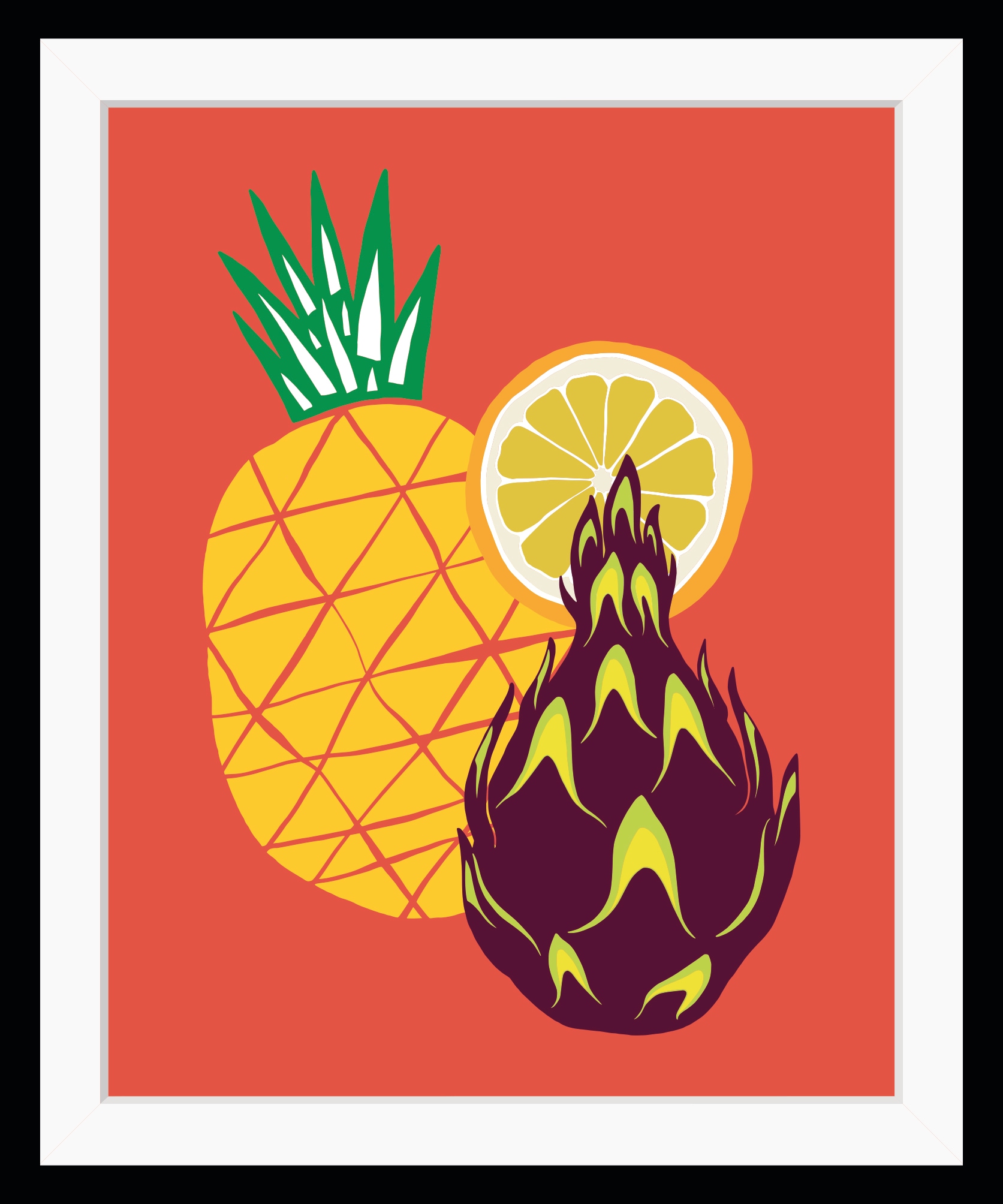 queence Bild »Carl« Ananas | Essen | Lebensmittel | Obst | Obst Bilder HD Premium Poster-Druck inkl. Holzrahmen