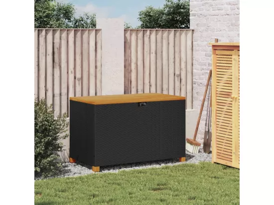 Prolenta Premium - Boîte de rangement de jardin noir résine tressée bois d'acacia