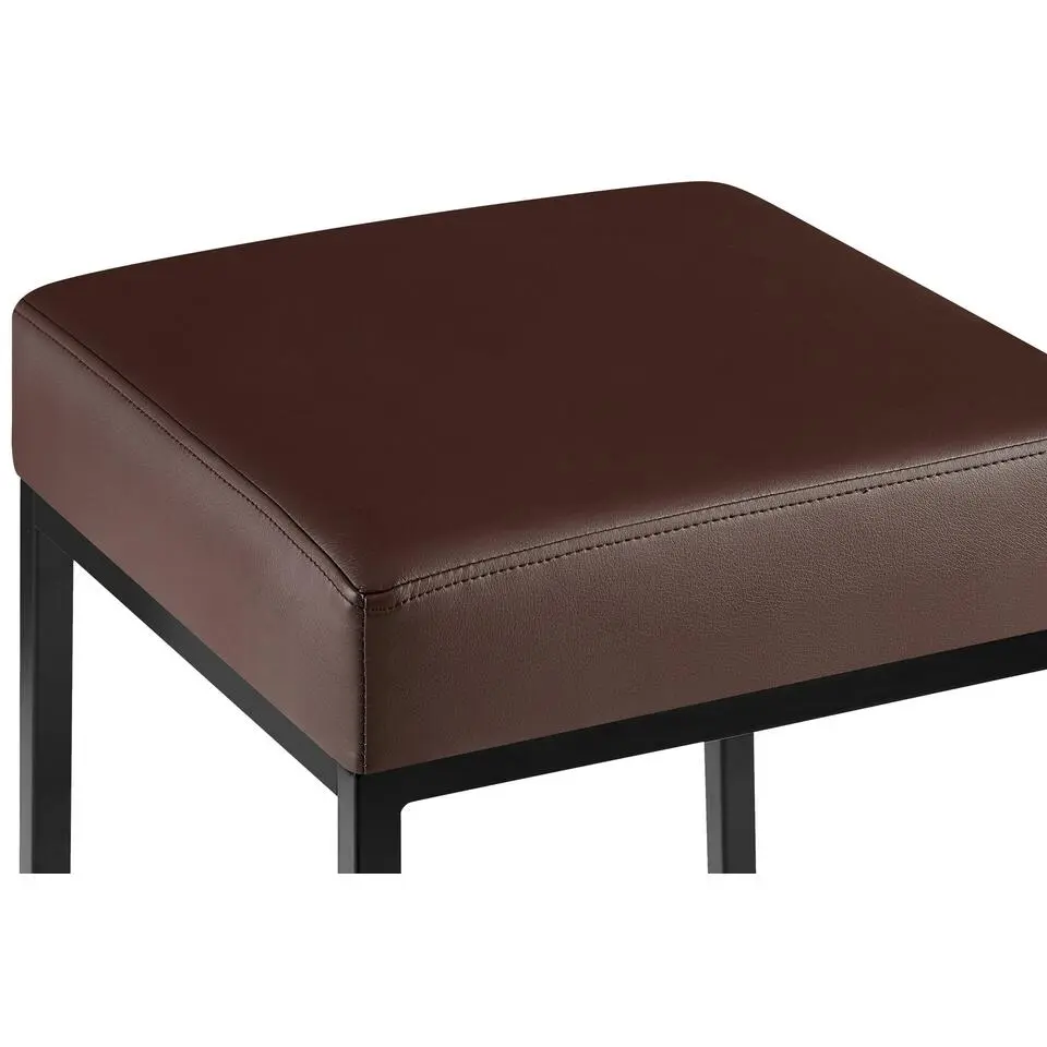 CLP Set van 2 Barkruk Montreal 85 zwart Frame - Kunstleer - bruin