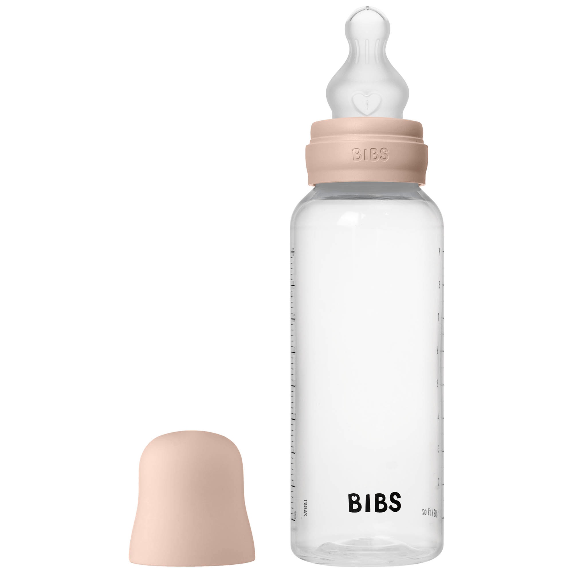 Bibs babyfles met siliconen speen - medium flow 270ml transparant