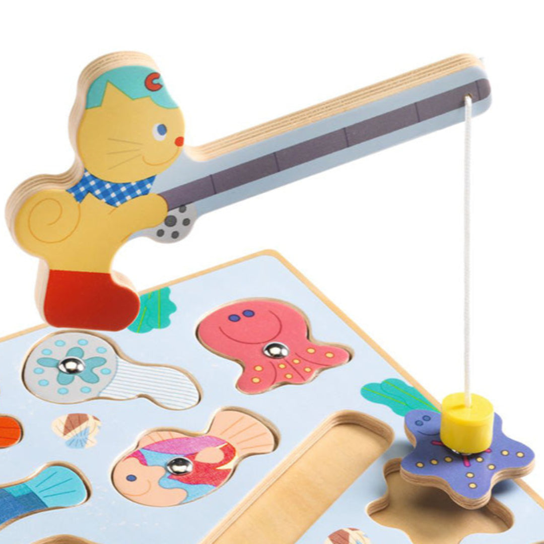 djeco 2-in-1 houten puzzel puzz & fish bariolo - 9st