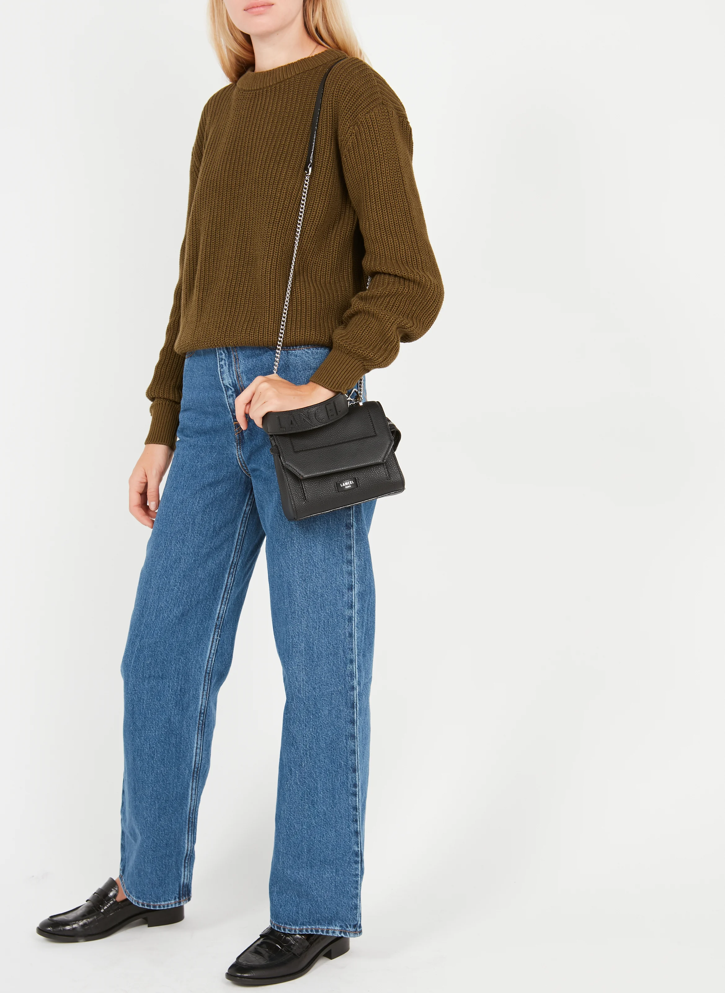 NINON S - Sac à rabat petit modèle en cuir grainé | Noir