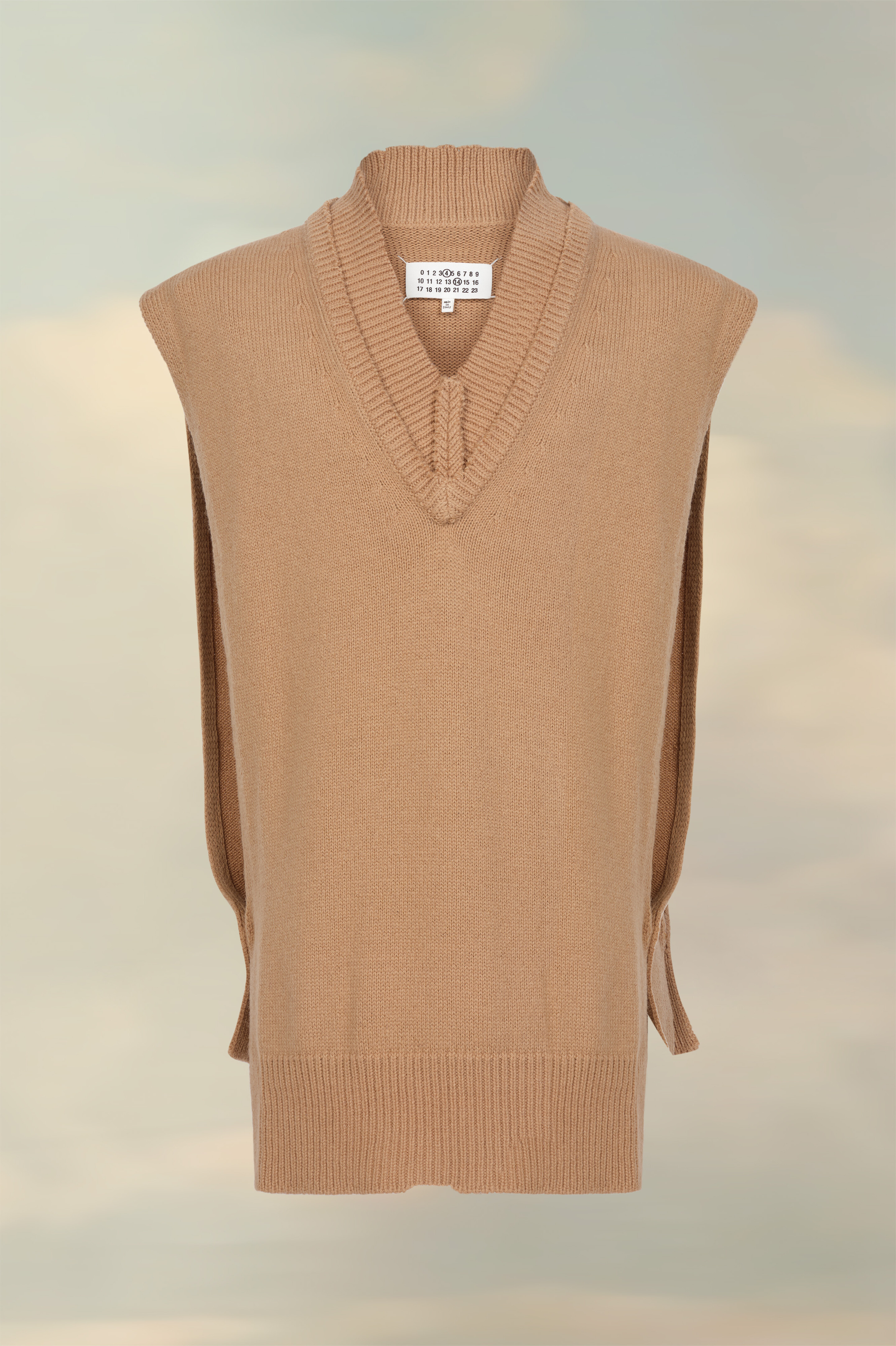 Gilet col V - Tricot Rose beige