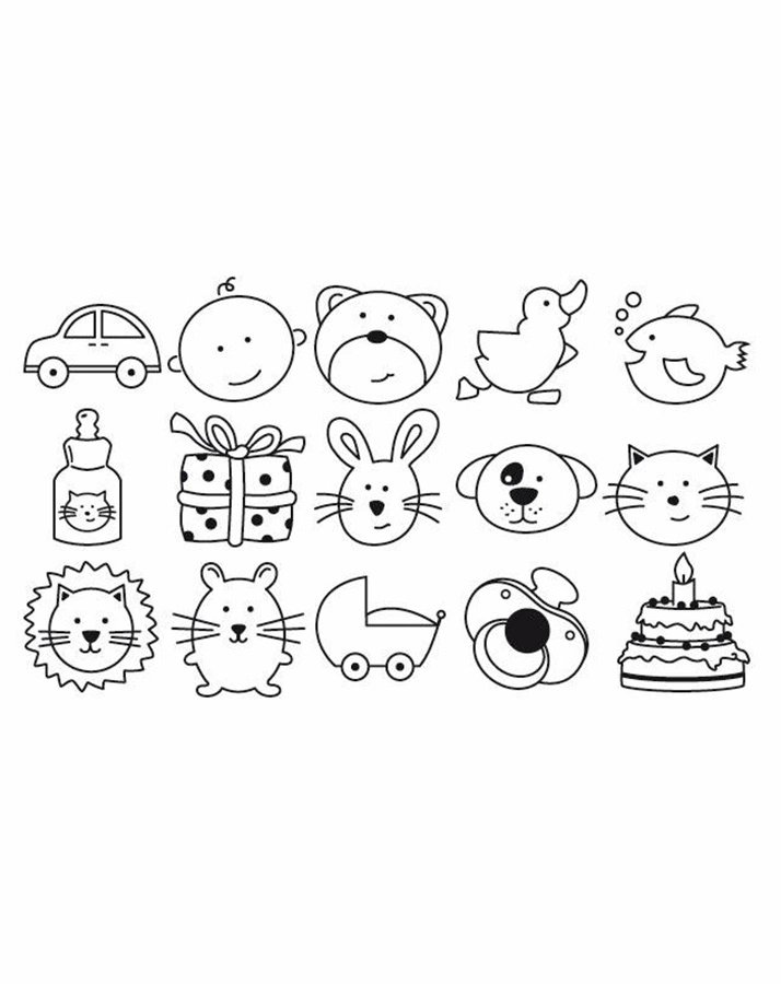 Stempel-Set BABY 15er-Pack aus Holz