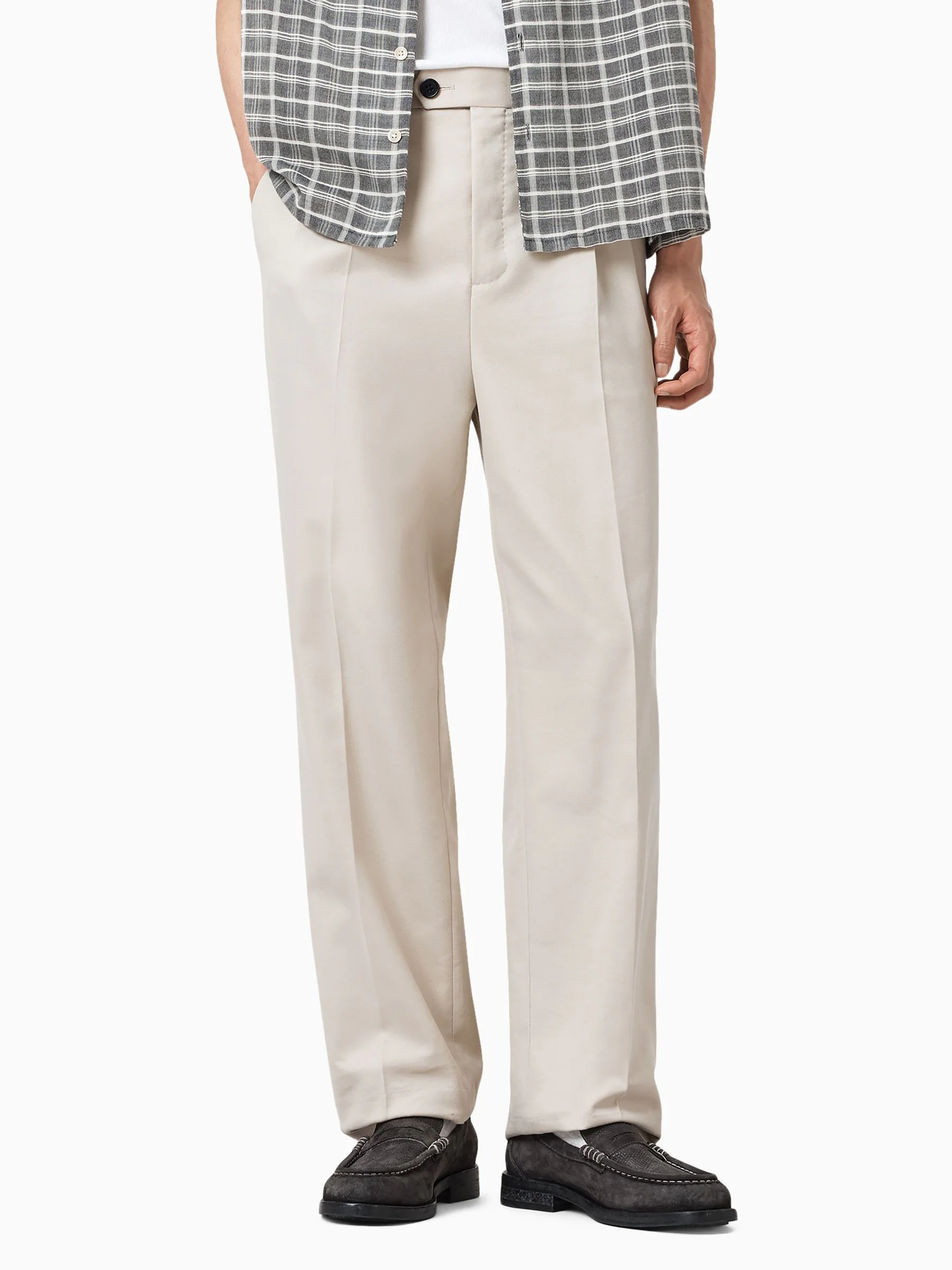 Crème - AllSaints Tallis Straight Trousers