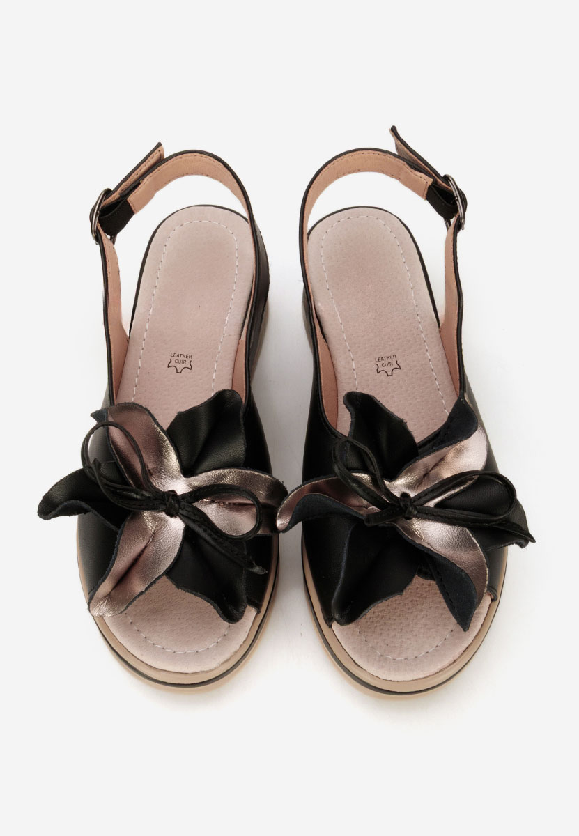 Sandales à plateforme en cuir noires Rafaelia