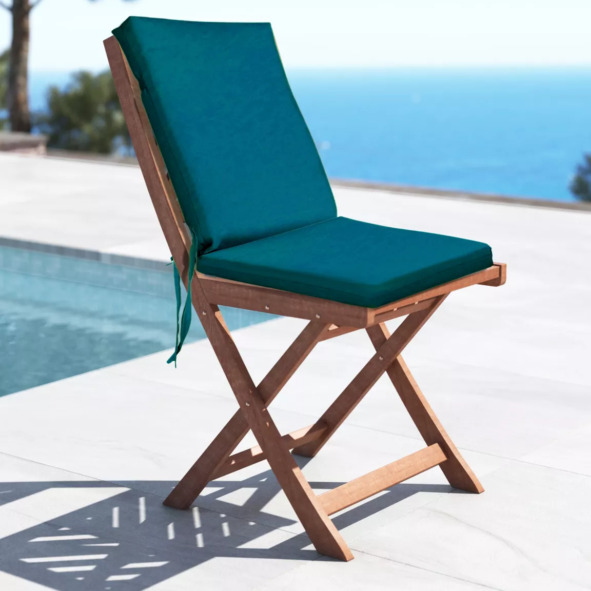 Galette de chaise extérieure avec dossier (90 x 40 cm) Mambo Vert canard