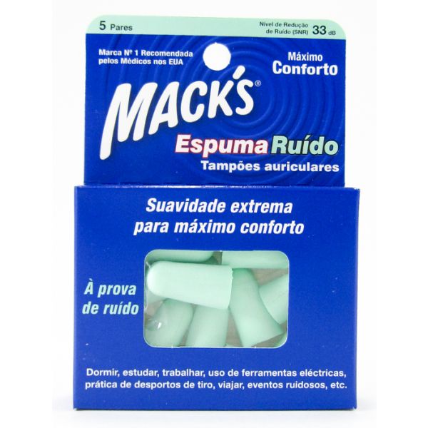 Mack's Tampões Auriculares Espuma Ruído 5 pares
