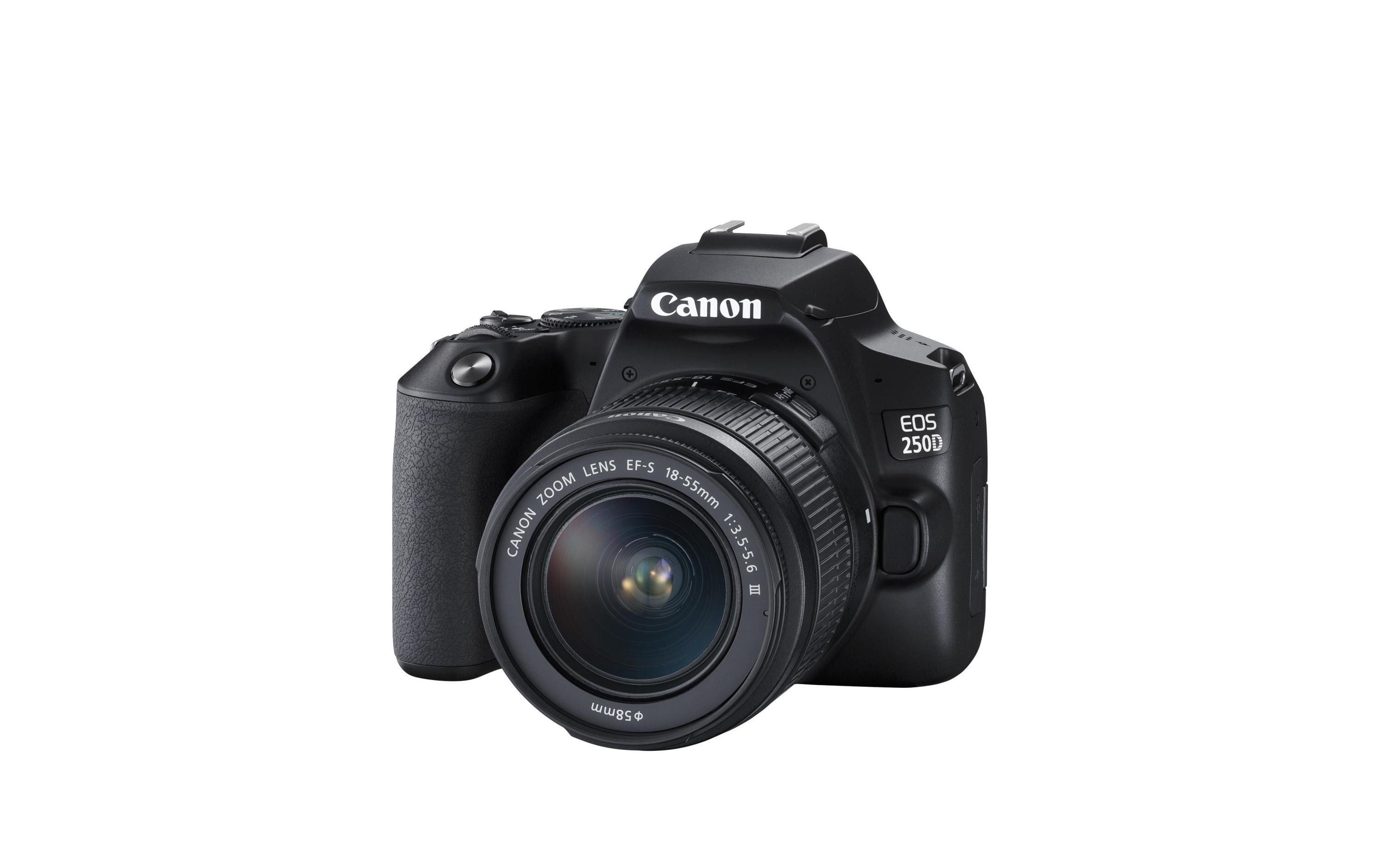 Fotokamera EOS 250D Kit 18-55<br>Kompakte DSLR mit 24.1 Megapixeln und 4K-Videoauflösung