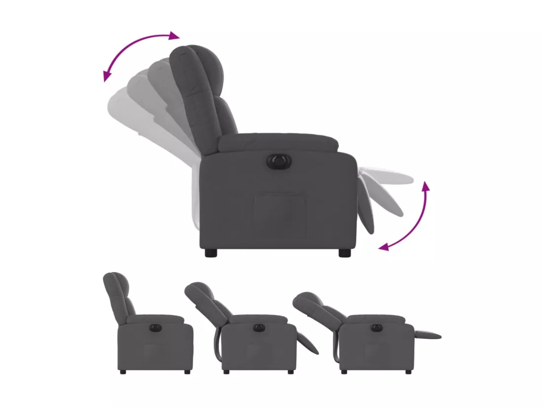 Fauteuil inclinable électrique Gris foncé Tissu