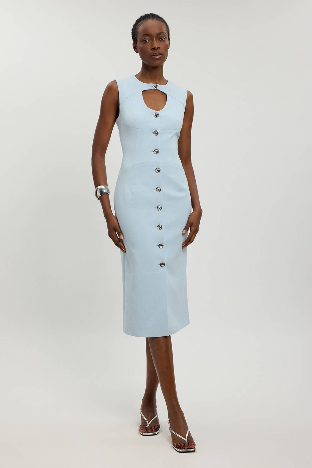 KarenMillen Robe Midi Ajustée Boutonnée En Stretch Compact