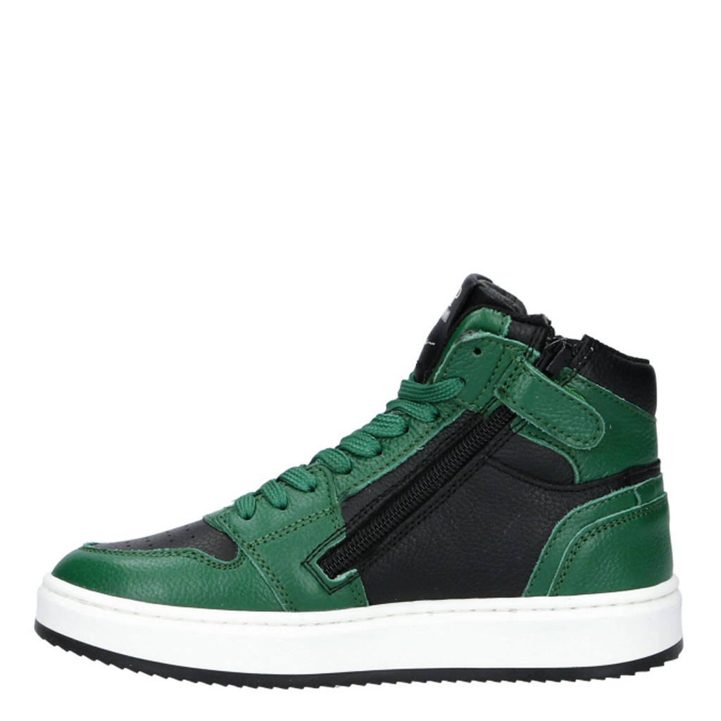 Hip leren sneakers zwart/groen