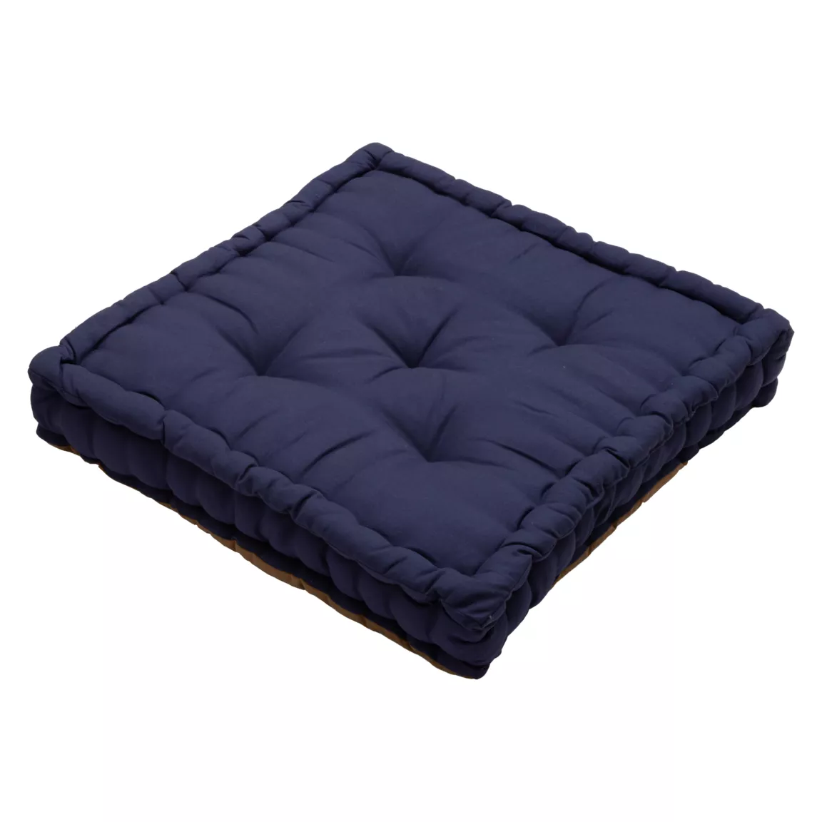 Coussin de sol carré coton (40 x 40 cm) Pixel Bicolore Camel / bleu nuit