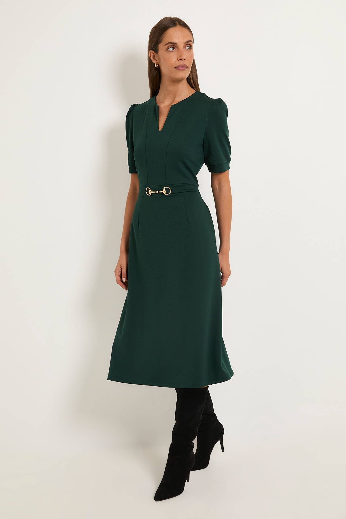Wallis Robe Midi En Ponte Avec Garniture Mors De Filet