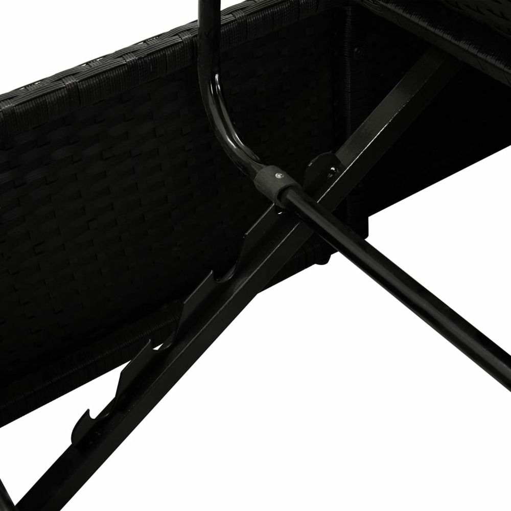 Transat chaise longue bain de soleil lit de jardin terrasse meuble d'extérieur avec coussins résine tressée noir