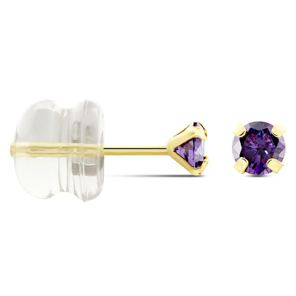 Boucles D'oreilles Puces Or Jaune Oxyde De Zirconium
