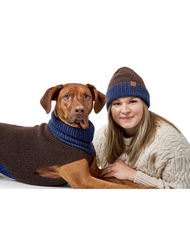 Hunter - Hundepullover Odense 40 + hat, brun/blå