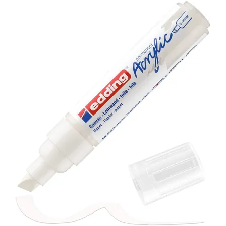 edding 5000 Acrylmarker breit - weiß - 1 Acrylstift wasserfest - breite Keilspitze 5-10 mm