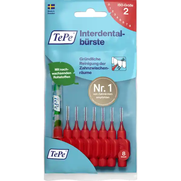 Interdentalbürsten Rot, ISO 2, 0,5 mm, 8 Stück