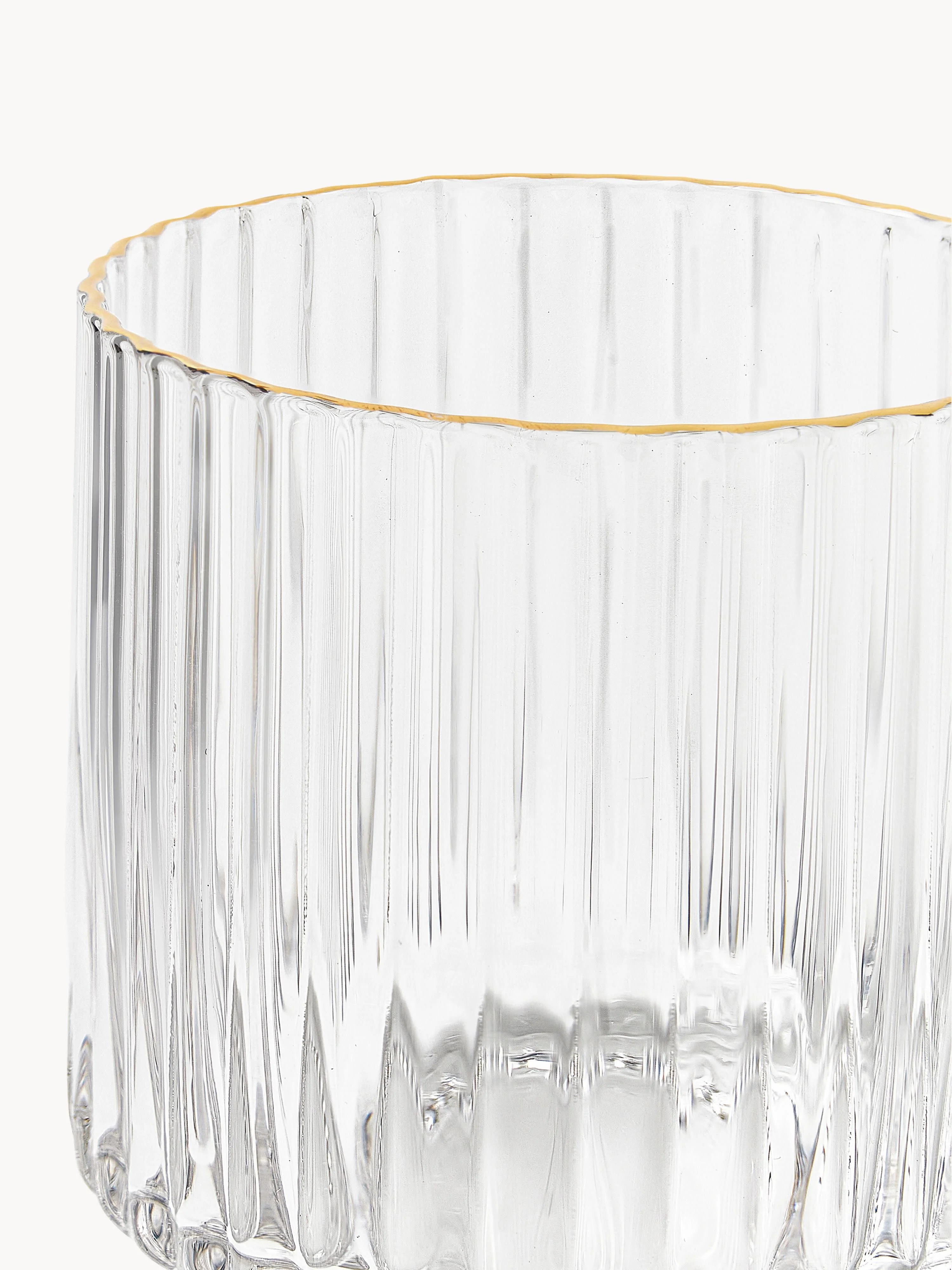 Mondgeblazen drinkglazen Aleo met gouden rand, 4-delig