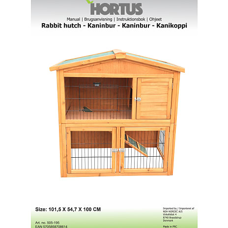 HORTUS kaninbur i træ 101,5x54,7x100cm