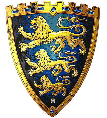 Liontouch Kostüm - Ritterschild - Dreifacher Löwe - Blau/Gelb