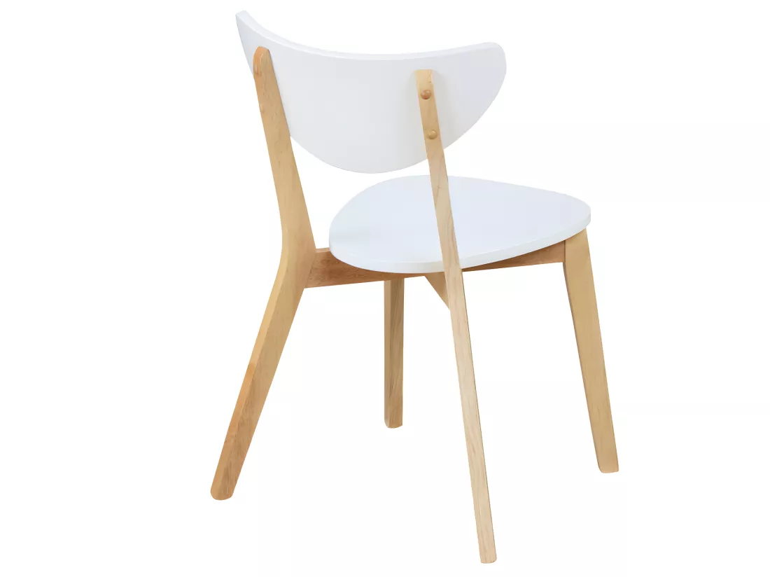 Lot de 6 chaises CARINE - Hévéa massif et MDF - Blanc