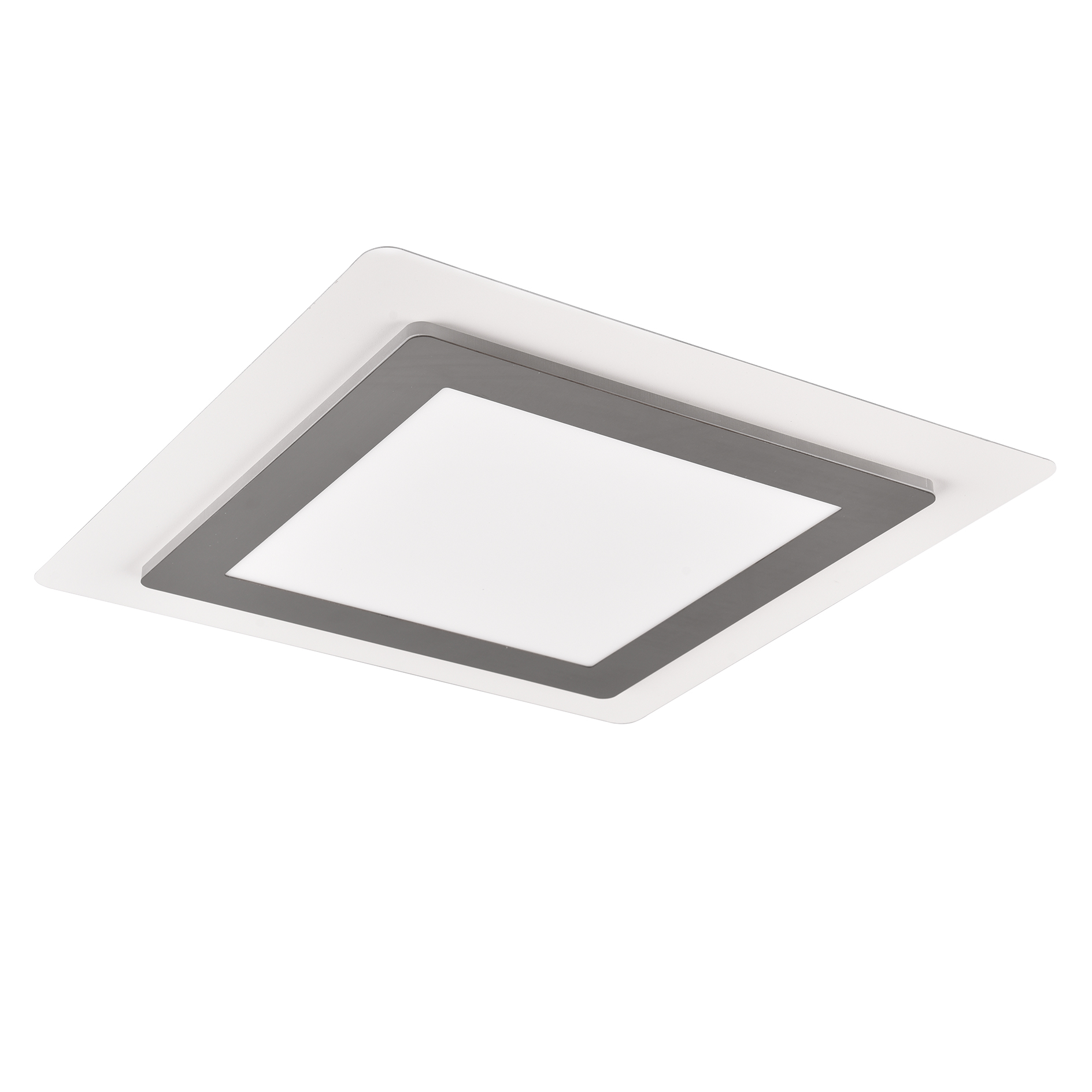 LED-Deckenleuchte - nickelfarben-weiß matt - mit Nachtlicht
