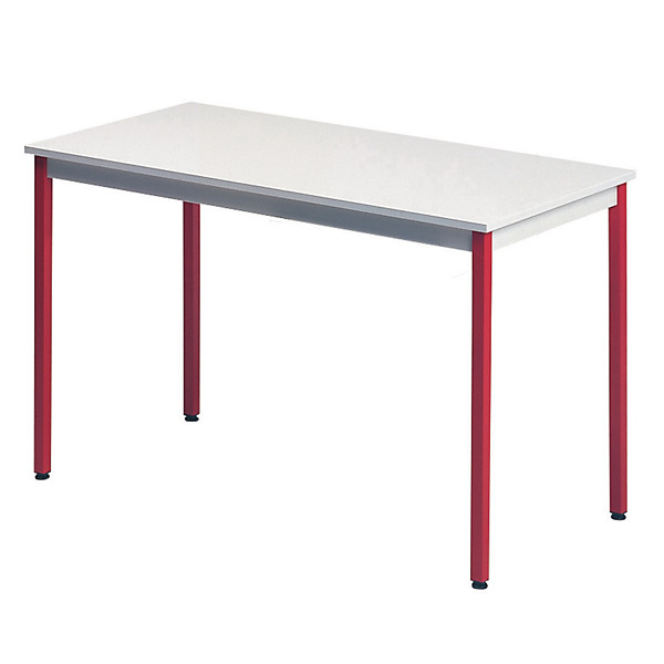 Table rectangulaire 120 x 60 cm plateau gris / pieds rouges