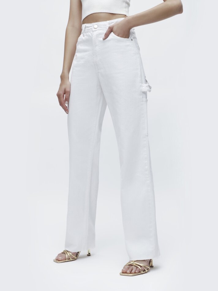 Calça jeans de perna larga - Branca