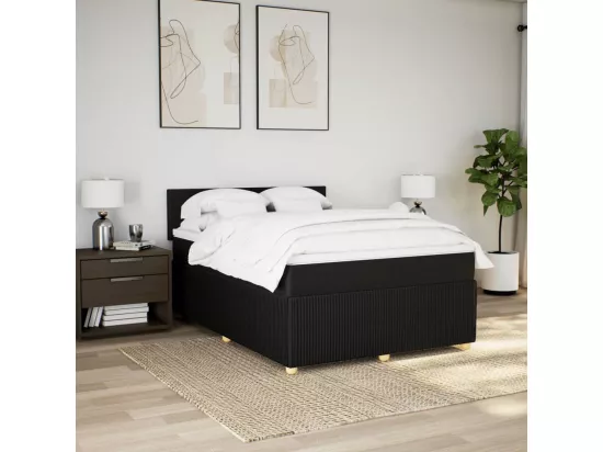 Sommier à lattes de lit avec matelas Noir 160x200 cm Tissu