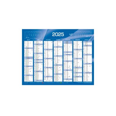 Quo Vadis - Calendrier bancaire 7 mois par face - 21 x 27 cm - bleu