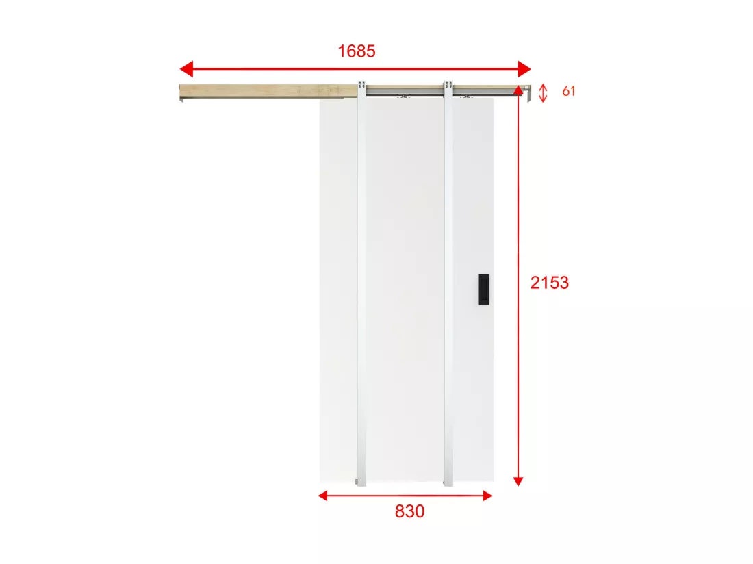 Porte coulissante avec système à galandage - H205 x L83 cm - MDF + PVC Blanc - VARIN II