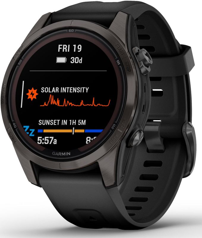 Garmin - Fenix 7S Pro Sapphire Solar - Smartwatch - Zwart/Koolstofgrijs Titanium DLC