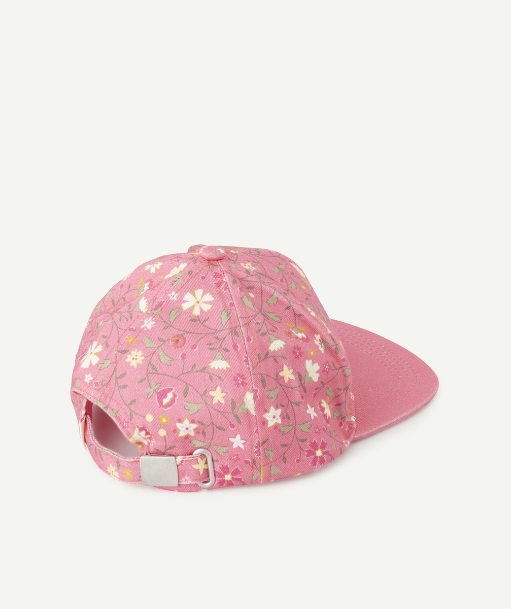 CASQUETTE FILLE ROSE IMPRIMÉ FLEURI ET PATCH BRODÉ SUMMER LOVE