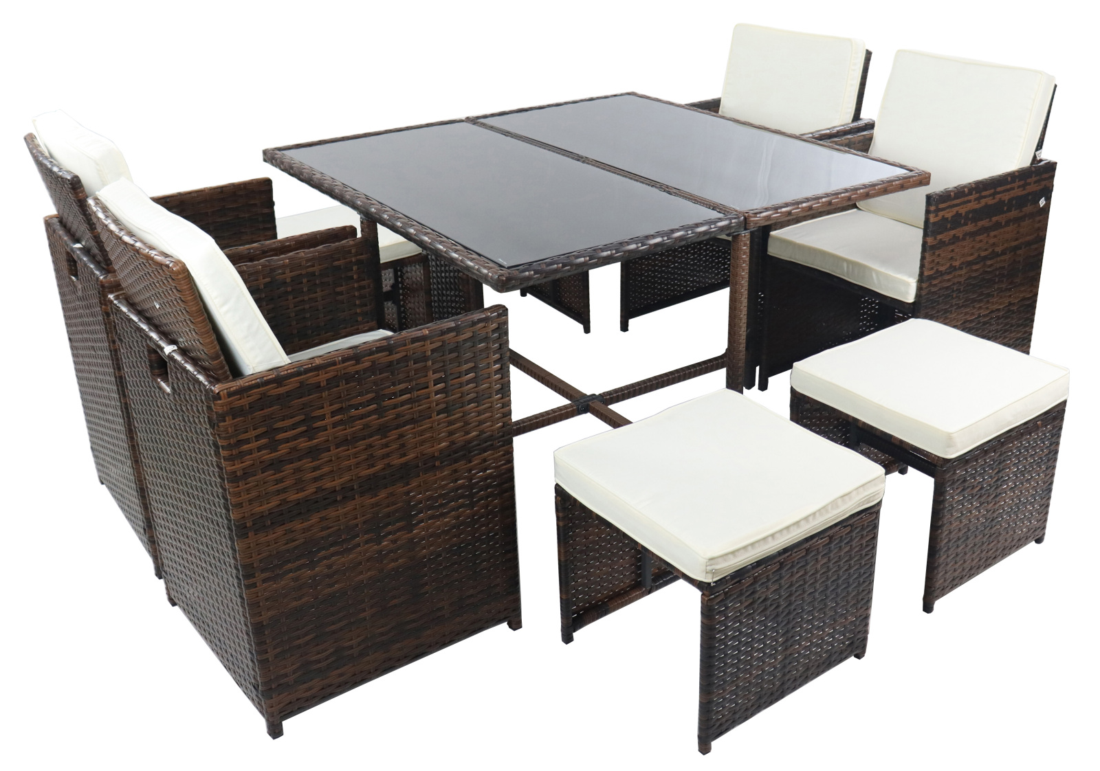 9-teiliges Gartenmöbel-Set RALOSO - braun - Rattan