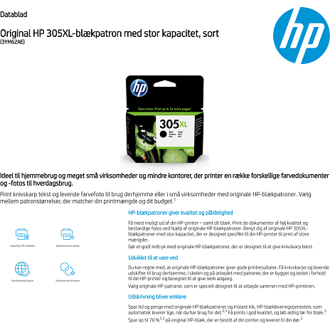 HP 305XL High Yield Black Original Ink printerblæk